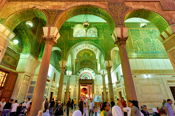 Exploring the Umayyad Mosque in Damascus during evening hours Digital Download