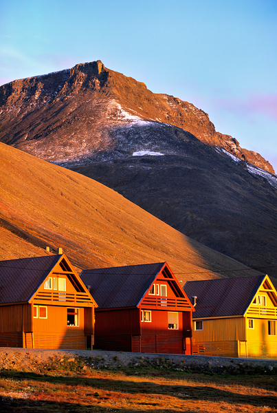 Colorful houses under a mountain in Longyearbyen Svalbard Digital Download