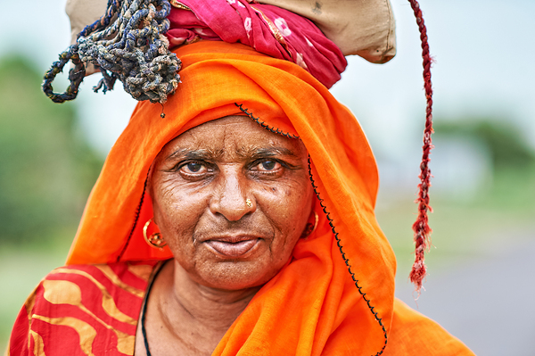 Portrait of an old woman in Rajasthan India wearing bright clot Digital Download
