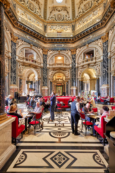 People dining in a grand ornate museum cafe. Digital Download