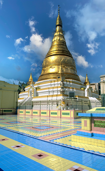 Golden stupa at Sagaing Paya in Myanmar under blue sky Digital Download
