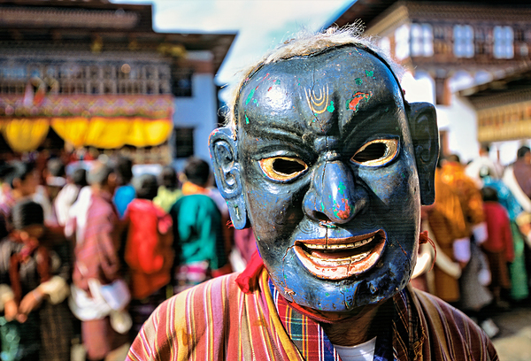 Traditional blue mask at a festival. Digital Download