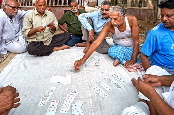 Men playing cards on the street in Bikaner Rajasthan during the Digital Download