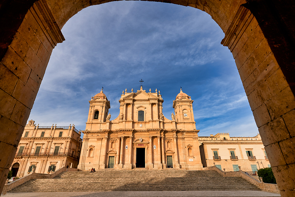 Noto Cathedral stands tall in Noto Sicily with blue sky backdro Digital Download