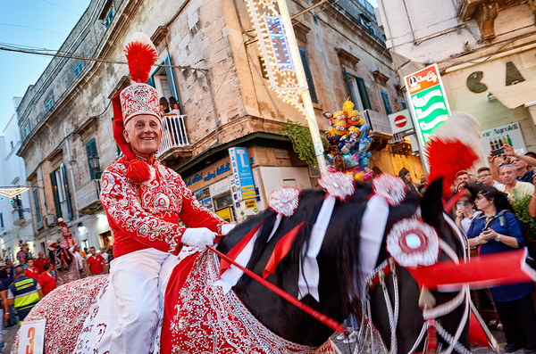 Apulia Puglia Italy. Ostuni. Festival of Saint Orontius. The cavalcata a procession of horses in the streets of the town Digital Download