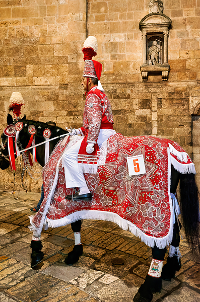 Apulia Puglia Italy. Ostuni. Festival of Saint Orontius. The cavalcata a procession of horses in the streets of the town Digital Download