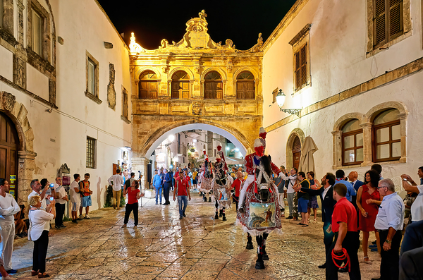 Apulia Puglia Italy. Ostuni. Festival of Saint Orontius. The cavalcata a procession of horses in the streets of the town Digital Download