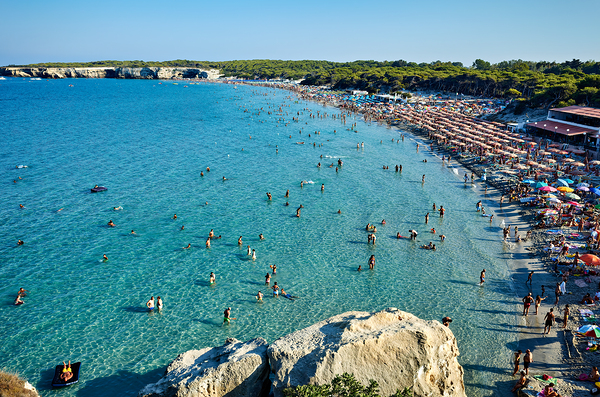 Apulia Puglia Salento. Italy. Torre dellOrso. Melendugno. Aerial view of the beach Digital Download