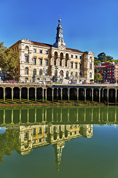 Bilbao Biscay Spain. Historical buildings by Nervion River Digital Download