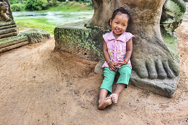 Portrait of a cute child at Preah Khan Temple. Siem Reap. Cambodia Digital Download