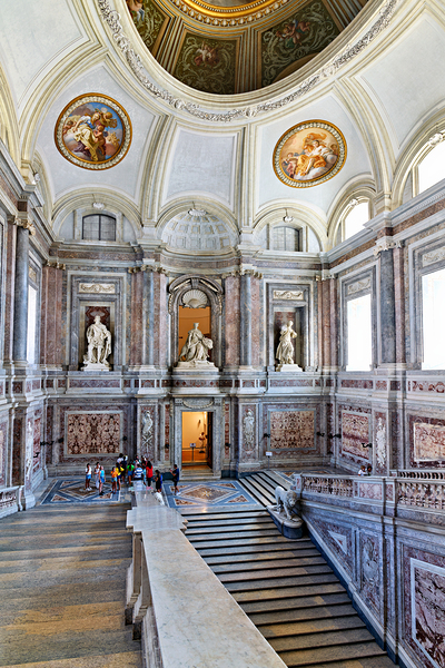 Caserta Campania Italy. The scalone staircase of honour by Luigi Vanvitelli at the Royal Palace Digital Download