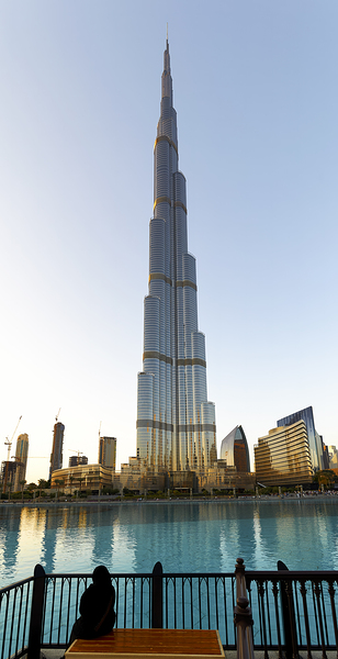 Dubai. UAE. Burj Khalifa. A veiled woman on a bench Digital Download
