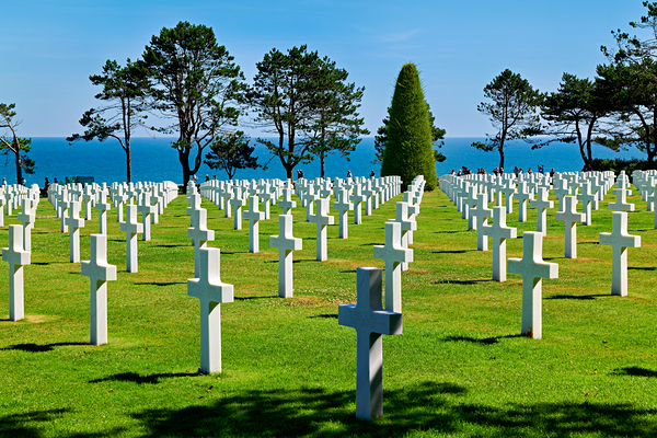 Colleville sur Mer. France. The Normandy American Cemetery and Memorial. Grave markers at the cemetery Digital Download