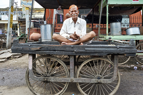 India Rajasthan Bundi. Portrait of an old man seated on a carty Digital Download