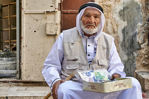Jerusalem Israel. Portrait of an old arab beggar man in the old city Digital Download