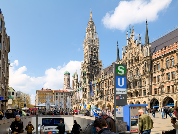 Germany Bavaria Munich. The town hall Rathaus. Marienplatz. Marys square Digital Download