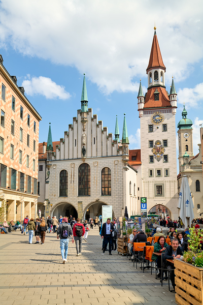 Germany Bavaria Munich. The old town hall Altes Rathaus. Marienplatz. Marys square Digital Download