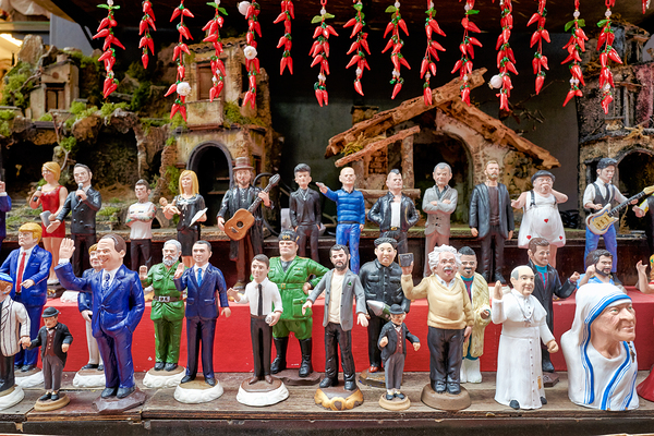 Naples Campania Italy. Statues figurines of the Christmas Nativity Scene in the artisan workshops of Via San Gregorio Armeno Digital Download