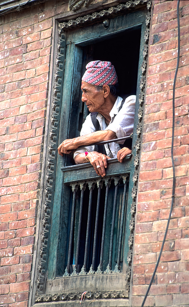 Nepal. Kathmandu. Man at a window Digital Download