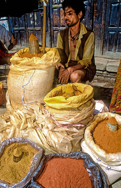Nepal. Kathmandu. Selling spices Digital Download