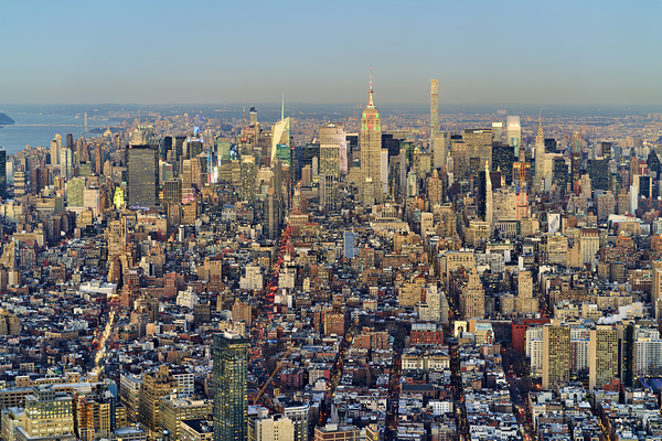 New York. Manhattan. United States. Aerial View Downtown at sunset Digital Download