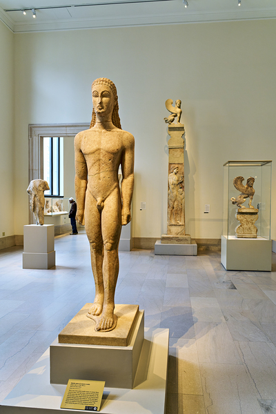 New York. Manhattan. United States. The Metropolitan Museum of Art. Greek and Roman Art. Marble statue of a kouros youth Digital Download