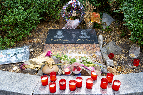 Czech Republic. Prague. The memorial to Jan Palach and Jan Zajic in Wenceslas Square Digital Download