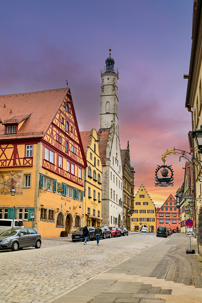 Germany Bavaria Romantic Road. Rothenburg ob der Tauber. Herrngasse the main street downtown Digital Download