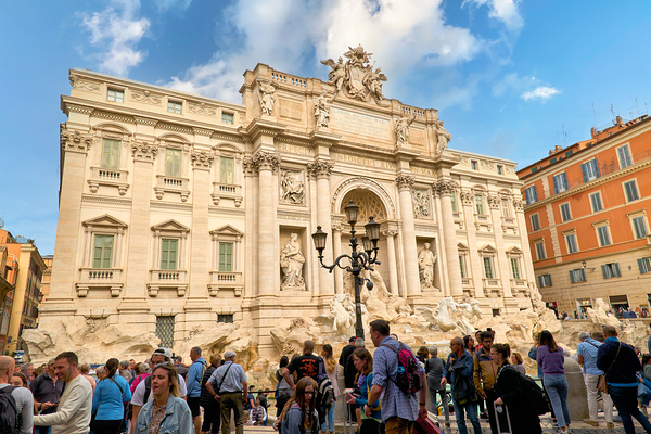 Rome Lazio Italy. Crowd of tourists at Trevi fountain Digital Download