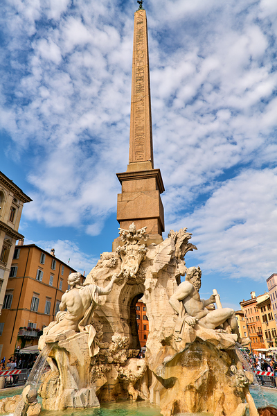 Rome Lazio Italy. Fontana dei Quattro Fiumi Fountain of the Four Rivers is a fountain in the Piazza Navona. It was designed in 1651 by Gian Lorenzo Bernini for Pope Innocent X Digital Download