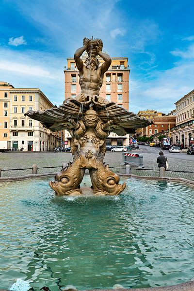 Rome Lazio Italy. Fontana del Tritone Triton Fountain by Bernini in Piazza Barberini Digital Download