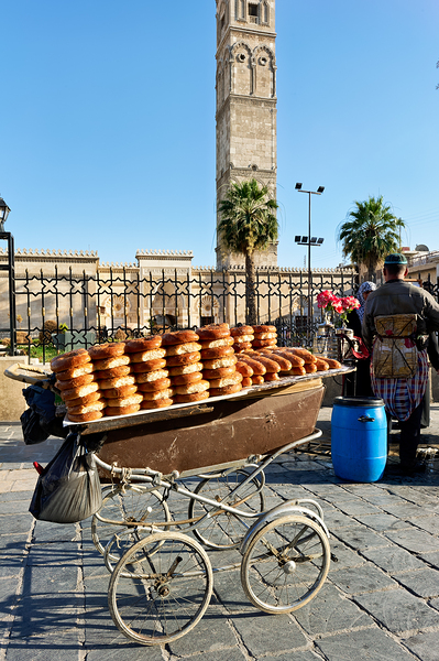 Syria. Aleppo. Bread for sale on a pram Digital Download