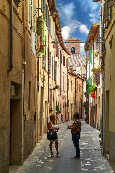 Foligno Umbria Italy. Talking in the alleys of the old town Digital Download
