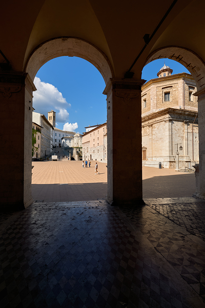 Spoleto Umbria Italy. Piazza del Duomo the theatre and Chiesa di SantEufemia Digital Download