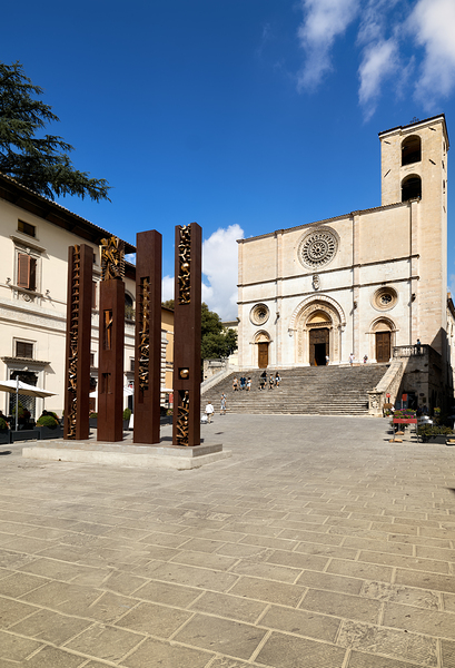 Todi Umbria Italy. Concattedrale della Santissima Annunziata. Cathedral. Piazza del Popolo. The statue Quattro Stele by Arnaldo Pomodoro Digital Download