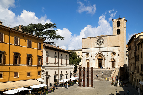 Todi Umbria Italy. Concattedrale della Santissima Annunziata. Cathedral. Piazza del Popolo. The statue Quattro Stele by Arnaldo Pomodoro Digital Download