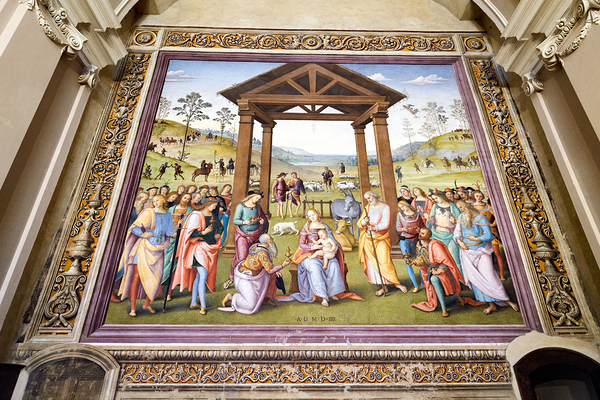 Città della Pieve Umbria Italy. Santa Maria dei Bianchi church. Adoration of the Magi fresco by Perugino Digital Download