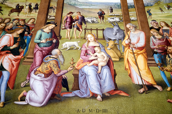 Città della Pieve Umbria Italy. Santa Maria dei Bianchi church. Adoration of the Magi fresco by Perugino Digital Download