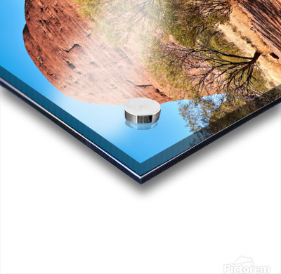 Sacred area sign in front of Kata Tjuta domes Australia. – Acrylic Print 2