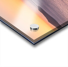 Sunset over Santorini caldera with church and boats. Acrylic print