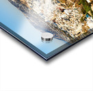 Santorinis white buildings on caldera cliffs above the sea. Acrylic print