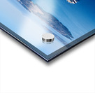 Cruise ship in deep blue sea volcanic islands rocky foreground Acrylic print