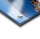 Iconic Santorini bell tower overlooking the caldera and Aegean S Acrylic print