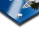 White Greek church with blue dome bell tower and marble courty Acrylic print