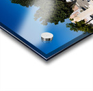 Traditional Greek church blue dome bell tower sunny day. Acrylic print