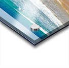 Surfer girl with surfboard on beach watching waves Acrylic print