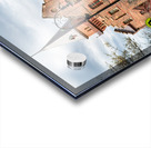 Historic brick building with a tower and people walking. Acrylic print