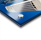 Woman walks on stairs in modern urban area with tall buildings Acrylic print