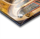 Historic church corridor with ornate arches and checkered floor. Acrylic print