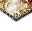 Ornate cafe interior bustling with people and a grand piano. Acrylic print